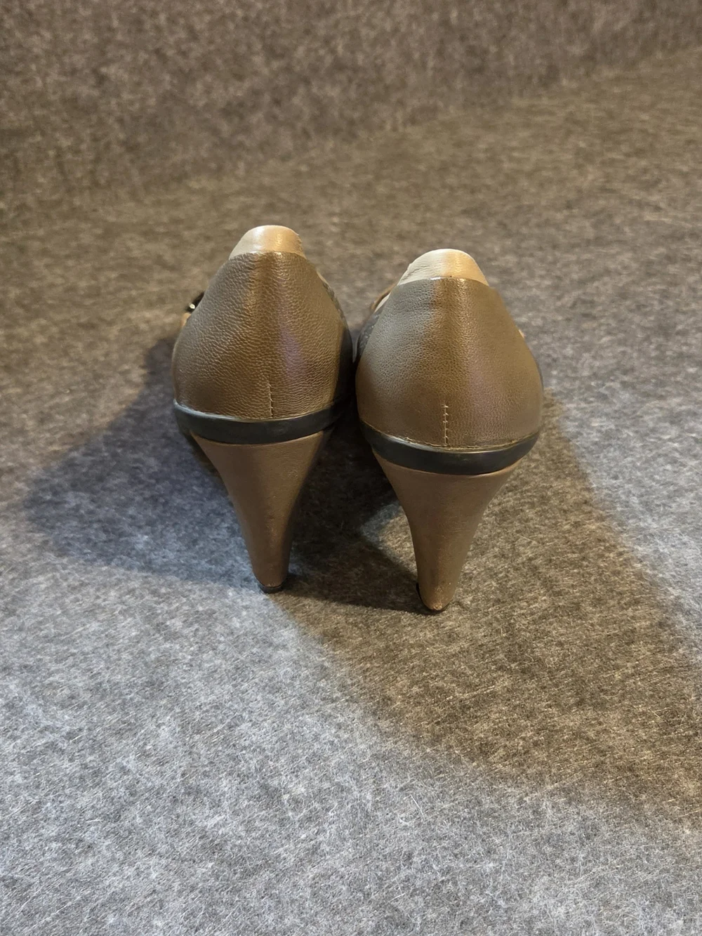 Aldolfo Dominguez Taupe Textured High Heel Pumps with Decorative Accent EUR 38